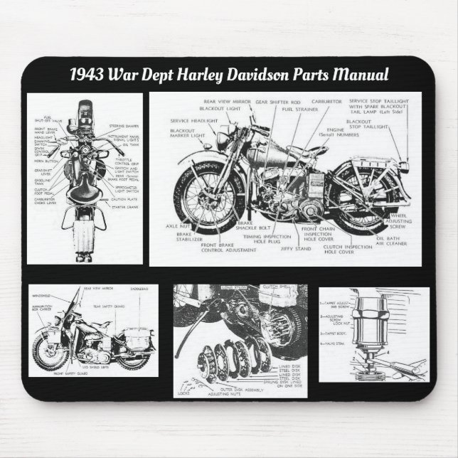 "1943 Krig Dept Harley Davidson Parts Manual" Musmatta (Framsidan)