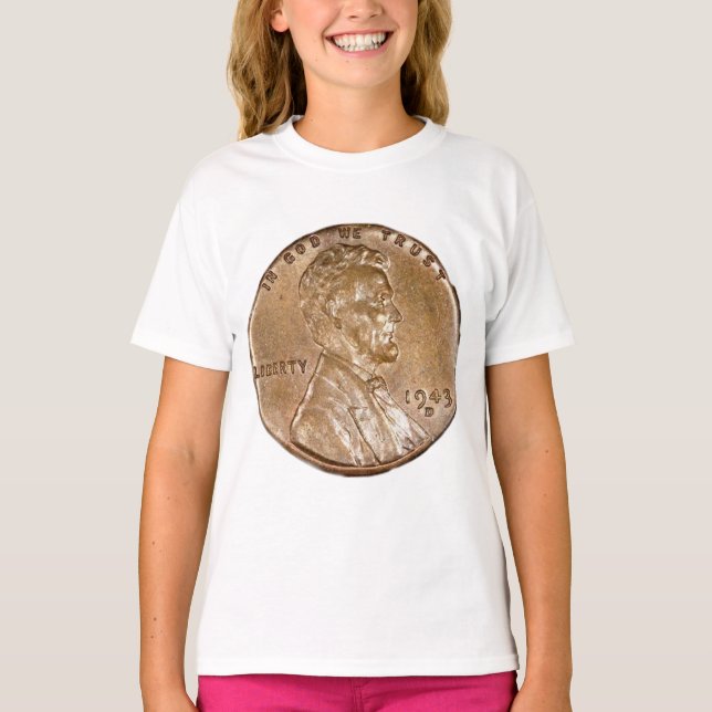 1943 Lincoln Head Copper Penny T Shirt (Framsida)