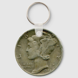 1943 US Mercury dime obverse keychain Nyckelring
