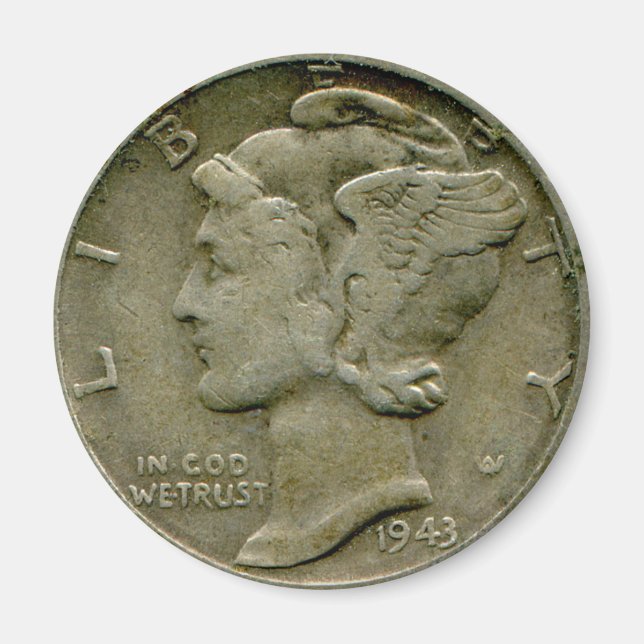 1943 US Mercury Dime obverse magnet (Framsidan)