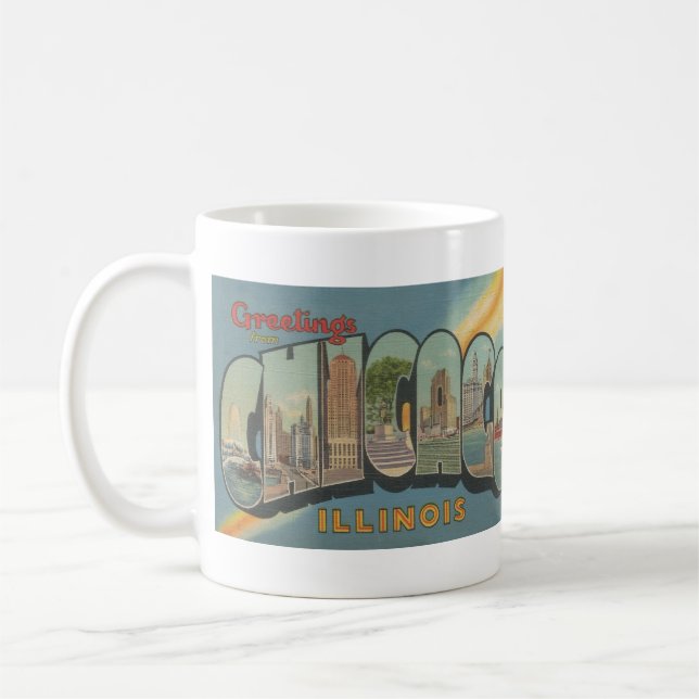 1944 Big Brev Chicago-vykort Kaffemugg (Vänster)