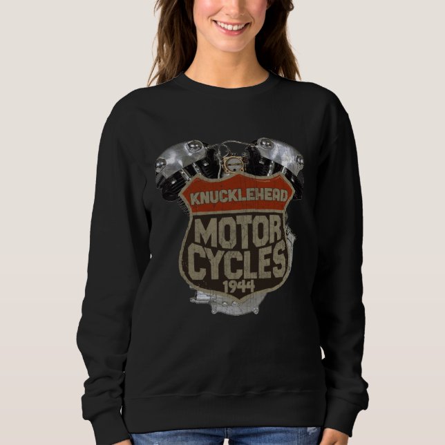 1944 Kuncklehead VTwin Motorcycle Old School VTwin T Shirt (Framsida)