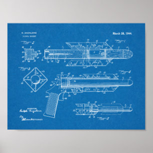 1944 Pistol Rocket Patent Art Teckning Skriv ut Poster
