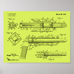 1944 Pistol Rocket Patent Art Teckning Skriv ut Poster