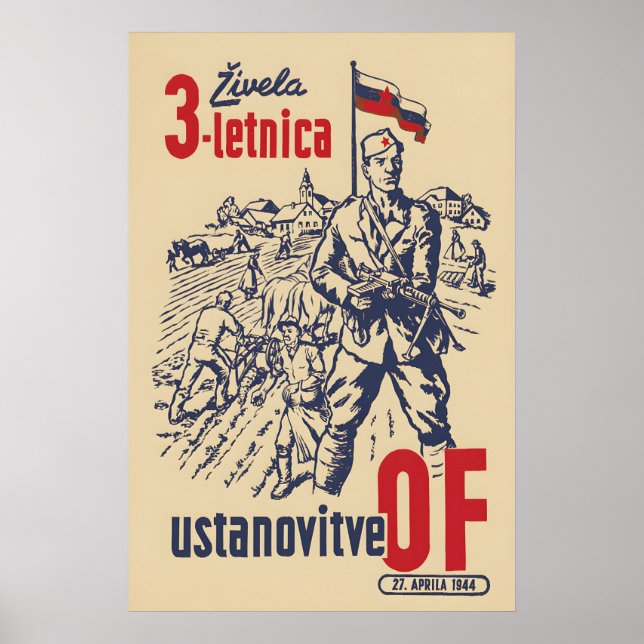 1944 Propaganda Poster Long live the Socialist (Framsidan)