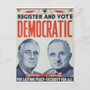 1944 Roosevelt - Truman Vykort