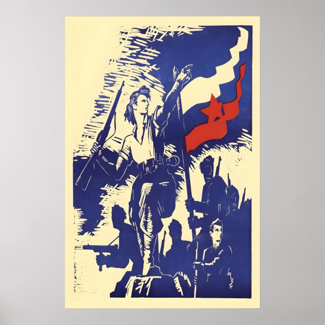 1945 Affisch SFR Jugoslavien partisaner Josip Broz (Framsidan)