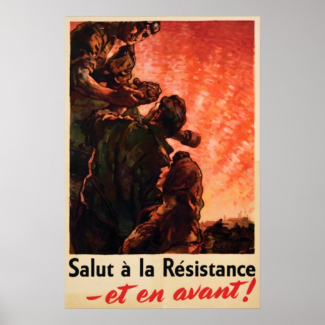 1945 Fransk Anti-Nazistisk Affisch Hälsning till (Framsidan)