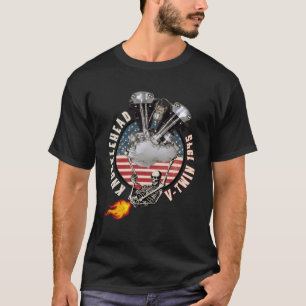 1945 HD Knucklehead VTwin Flame Farting Motorcycle T Shirt
