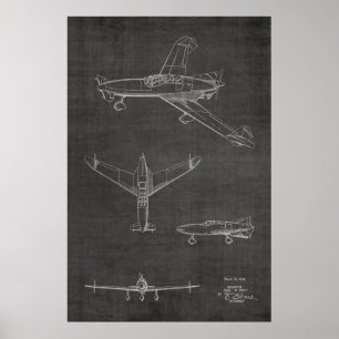 1946 Bakre prop Flygplan Patent Art Teckning Skriv Poster