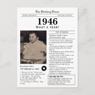 1946 Birthday Newspaper Postcard Vykort