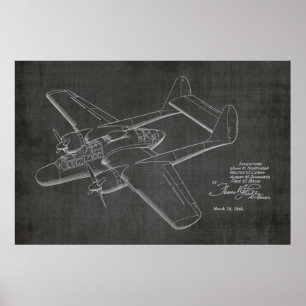 1946 Dubbelflygplansutskrift av Patent Art Tecknin Poster
