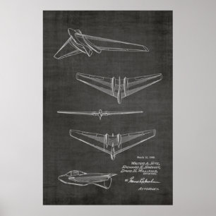 1946 Koncept Jet-flygplansmönstret Patent Art Teck Poster