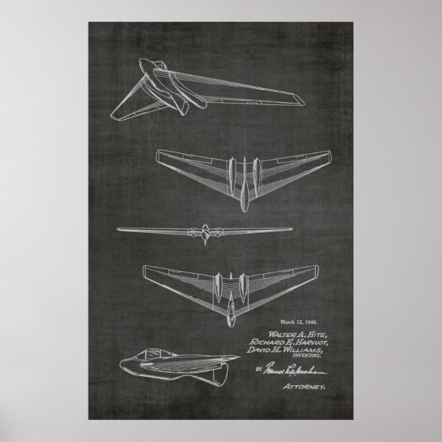 1946 Koncept Jet-flygplansmönstret Patent Art Teck Poster (Framsidan)