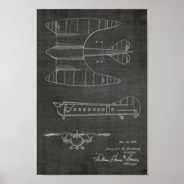 1946 Passagerarflygplan Patent Art Teckning Skriv  Poster (Framsidan)
