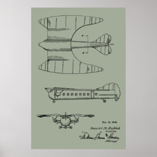 1946 Passagerarflygplan Patent Art Teckning Skriv Poster