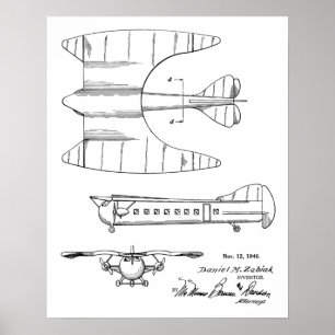 1946 Passagerarflygplan Patent Art Teckning Skriv  Poster