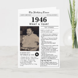 1946 Tidningsfödelsedags kort 80-årsdag