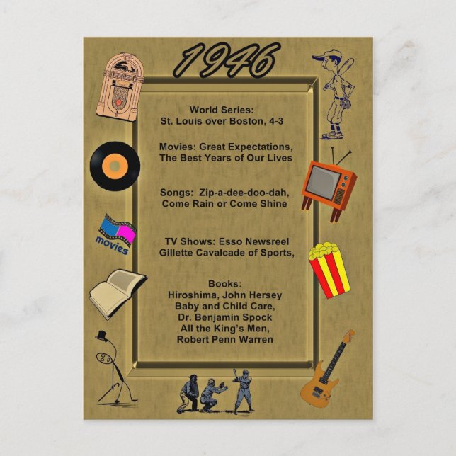 1946 Underbart födelsedagskort Vykort (Framsida)