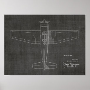 1946 Vintage Flygplanspatent Art Teckning Skriv ut Poster