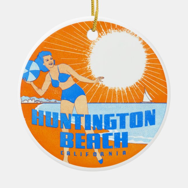 1947 Huntington Beach California Julgransprydnad Keramik (Framsidan)
