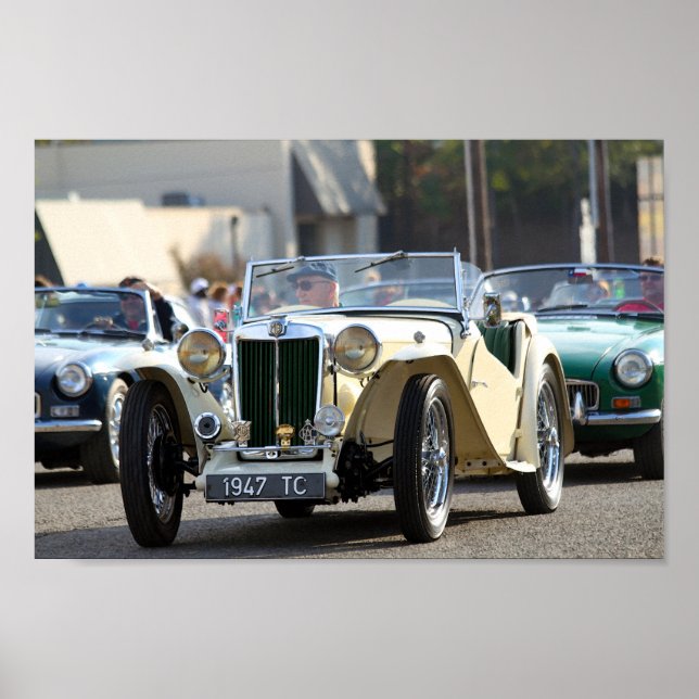 1947 MG TC Midget Roadster Cabriolet Poster (Framsidan)