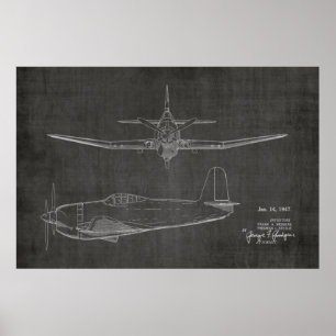 1947 Prop Airplane Patent Art Teckning Print Poster