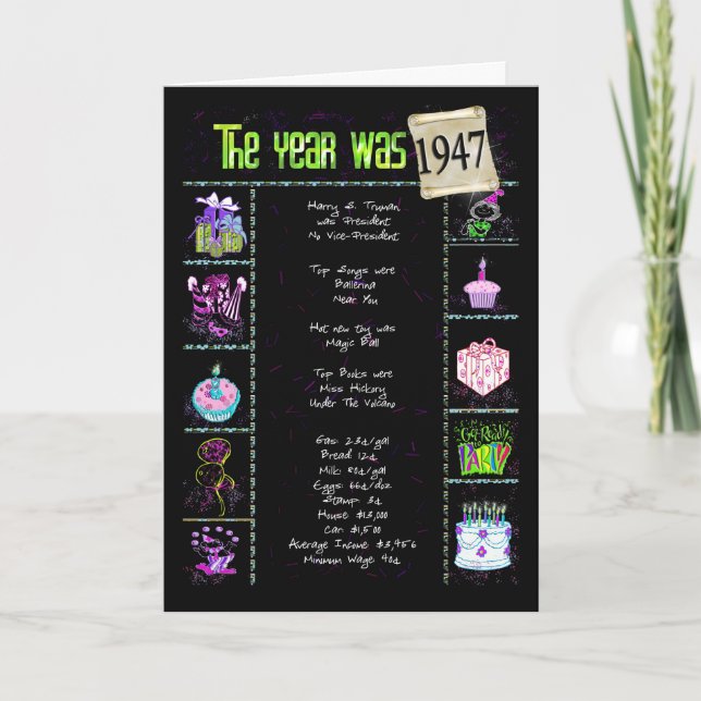 1947 Roligt på födelsedagen Kort (Framsida)