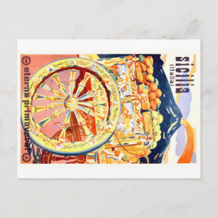 1947 Siciliens Italien Travel Poster Eexternal Vår Vykort
