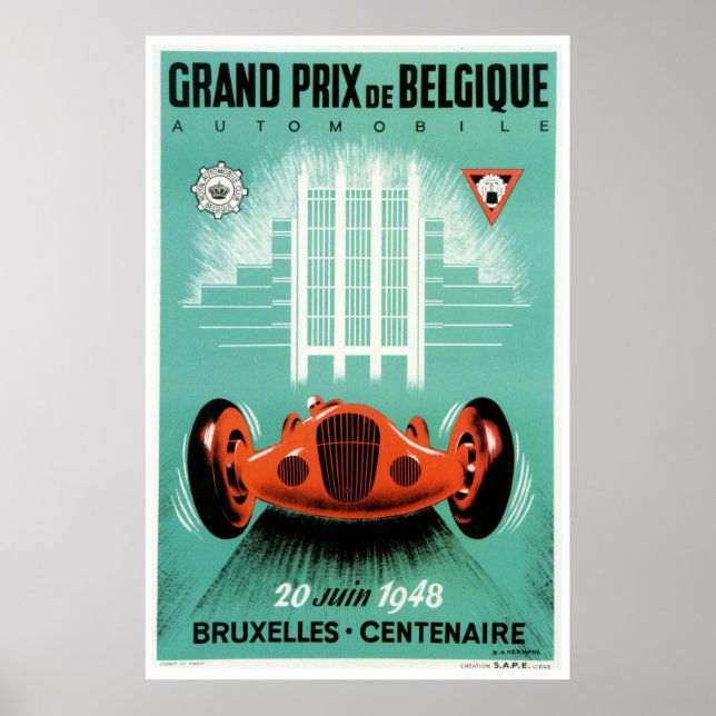 1948 Belgiens Grand Prix-Poster Poster (Framsidan)