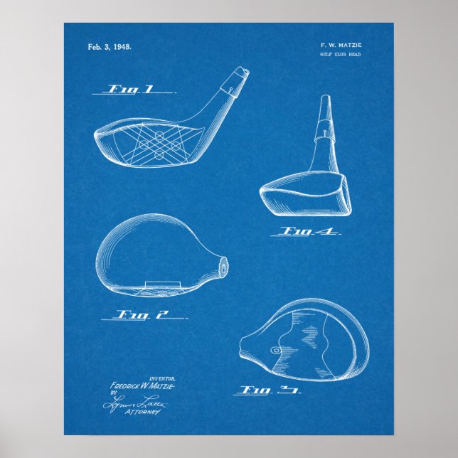 1948 Teckning-utskrift av Golf-Klubb-patent Poster (Framsidan)