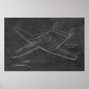 1948 Tryckare i flygplanspatenten Art Teckning Skr Poster
