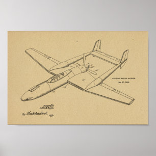 1948 Tryckare i flygplanspatenten Art Teckning Skr Poster
