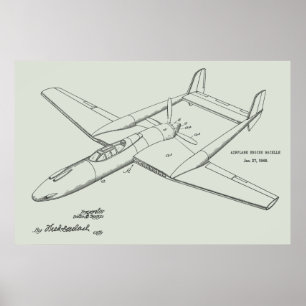 1948 Tryckare i flygplanspatenten Art Teckning Skr Poster