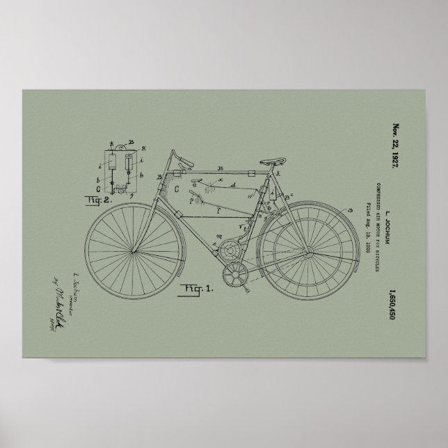 1948 Vintage Schwinn Bicycle Patent Art Print Poster (Framsidan)