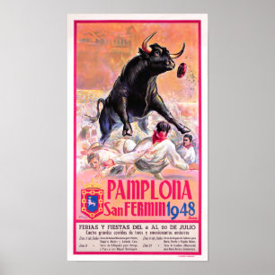 1948 vintagen Feria de Pamplona Poster