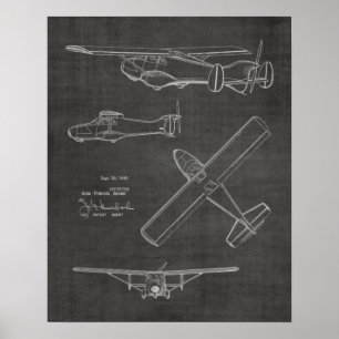 1949 Bakre prop Flygplan Patent Art Teckning Skriv Poster