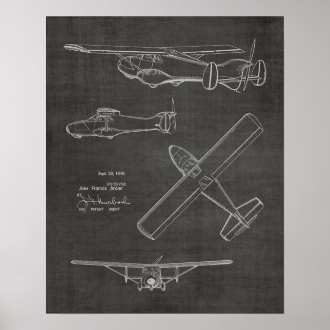 1949 Bakre prop Flygplan Patent Art Teckning Skriv Poster (Framsidan)
