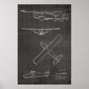 1949 Bakre prop Flygplan Patent Art Teckning Skriv Poster