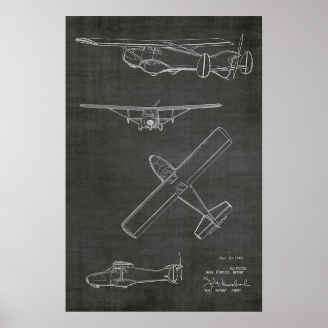 1949 Bakre prop Flygplan Patent Art Teckning Skriv Poster (Framsidan)