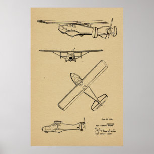 1949 Bakre prop Flygplan Patent Art Teckning Skriv Poster