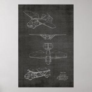 1949 Flygplansflyg Patent Art Teckning Skriv ut Poster
