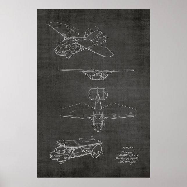 1949 Flygplansflyg Patent Art Teckning Skriv ut Poster (Framsidan)