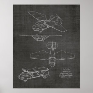 1949 Flygplansflyg Patent Art Teckning Skriv ut Poster
