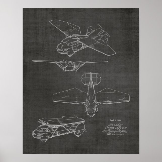 1949 Flygplansflyg Patent Art Teckning Skriv ut Poster (Framsidan)