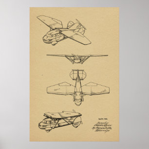 1949 Flygplansflyg Patent Art Teckning Skriv ut Poster