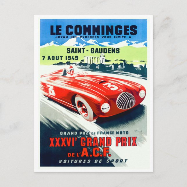 1949-Franskens Grand Prix-Tävla Poster Vykort (Framsida)
