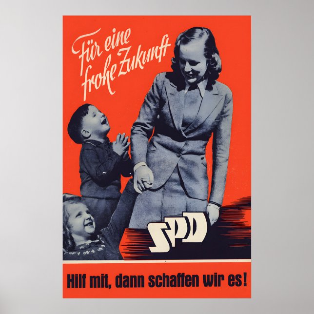 1949 German Labour Party SPD Election Poster For a (Framsidan)