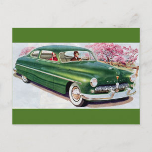 1949 grönt Mercury sedan Vykort