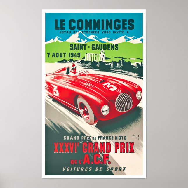 1949 Le Comminge Grand Prix vintage tävla Poster (Framsidan)